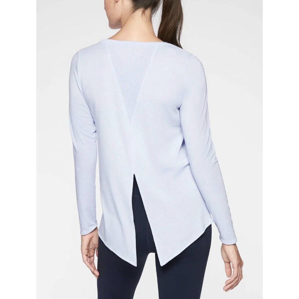 Athleta Semi Fit Long Sleeve Top Tie Detail‎ Blue Yoga Womens XS - Picture 3 of 7